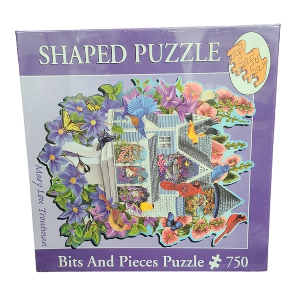 NEW  Bits and Pieces Shaped Puzzle VICTORIAN BIRDHOUSE Mary Lou Troutman 750-pcs - Picture 2 of 6